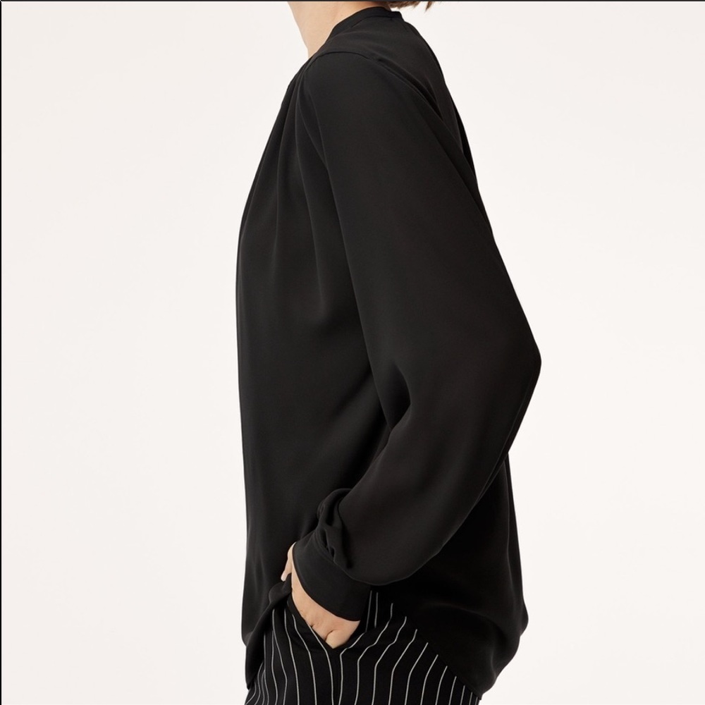 Aritzia Babaton Black Gene Blouse XS H318 g3 - Picture 2 of 12